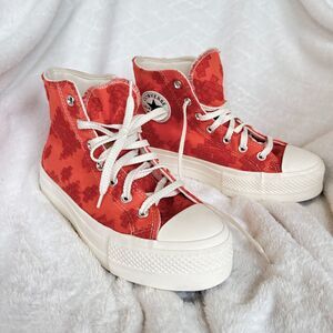 Platform Converse Chuck Taylors Western Embroidery Coral W 8.5